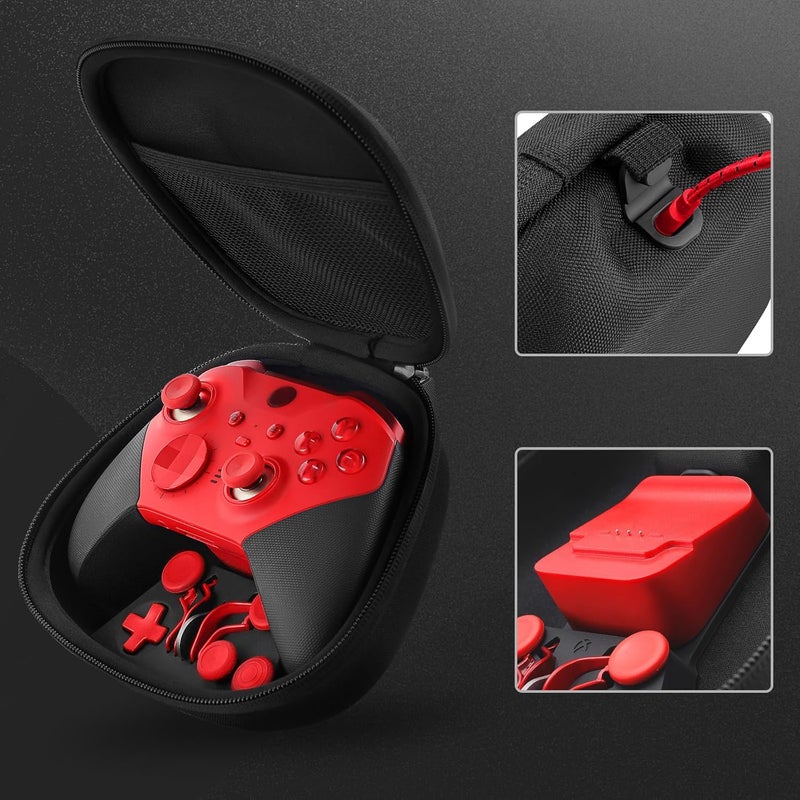 VANPARK Complete Component Pack for Xbox Elite Controller Series 2 Core，Accessories Include 1 Carrying Case, 1 Charging Dock&Cable, Metal 6 Joysticks, 4 Paddles, 2 D-Pads, 1 Adjustment Tool(Red) - Image 3
